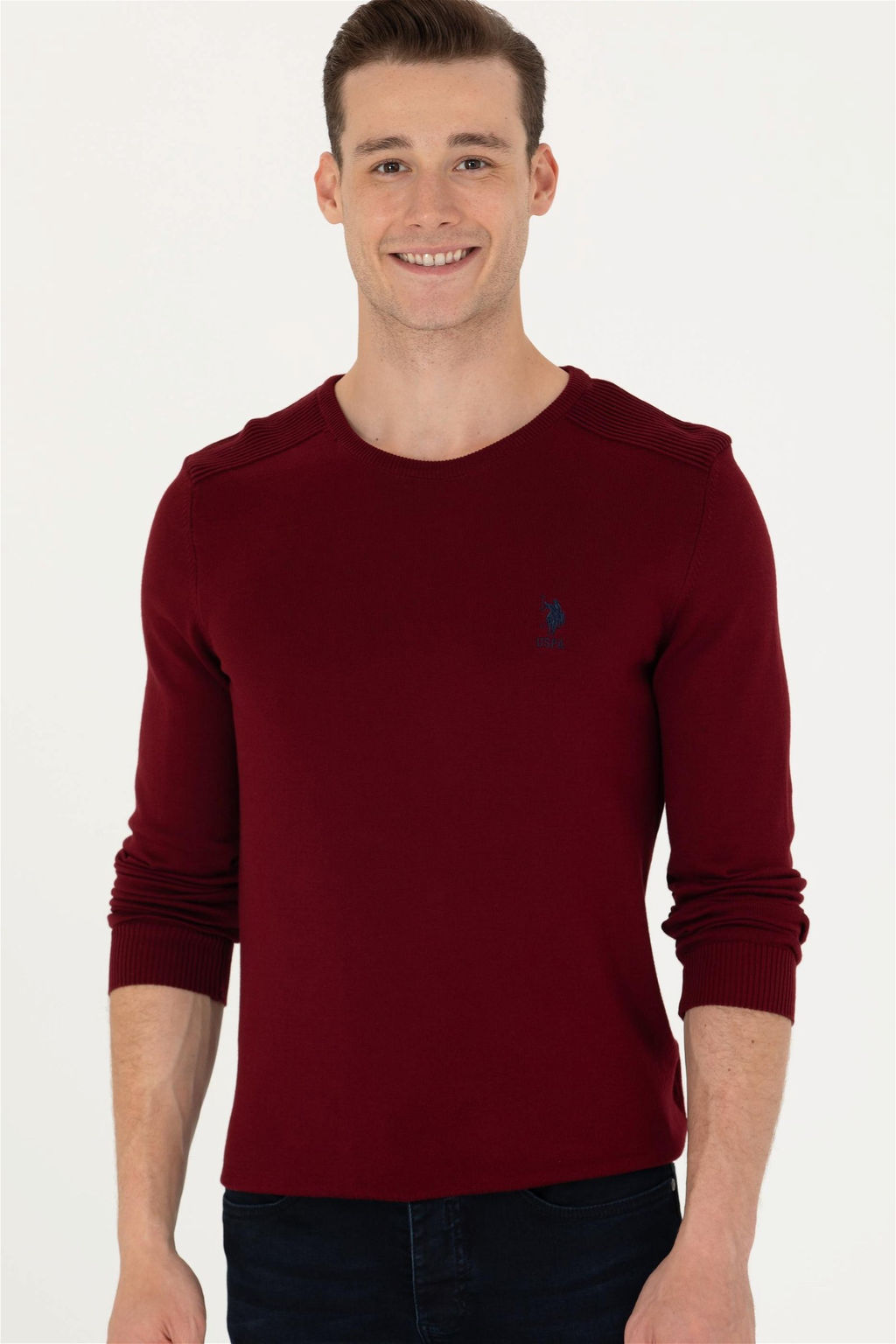 U. S. Polo Assn Мужской бордово-красный базовый свитер - U.s. polo assn фото 11