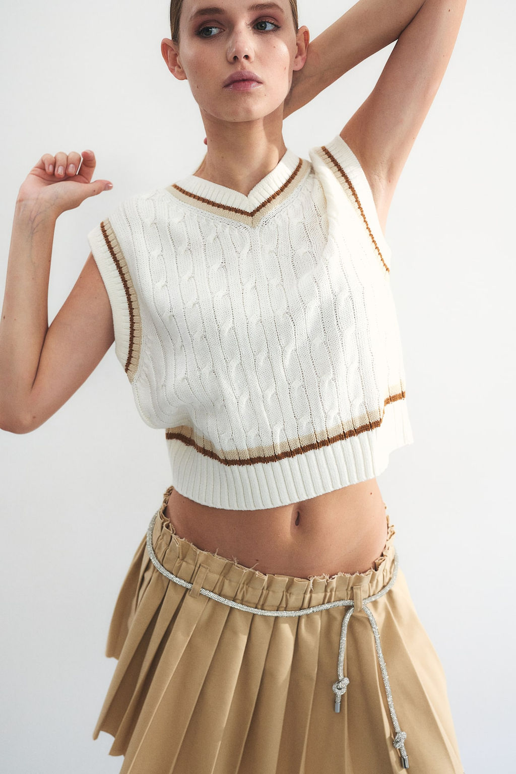 Sueter sin mangas en punto trenzado - H&m фото 3