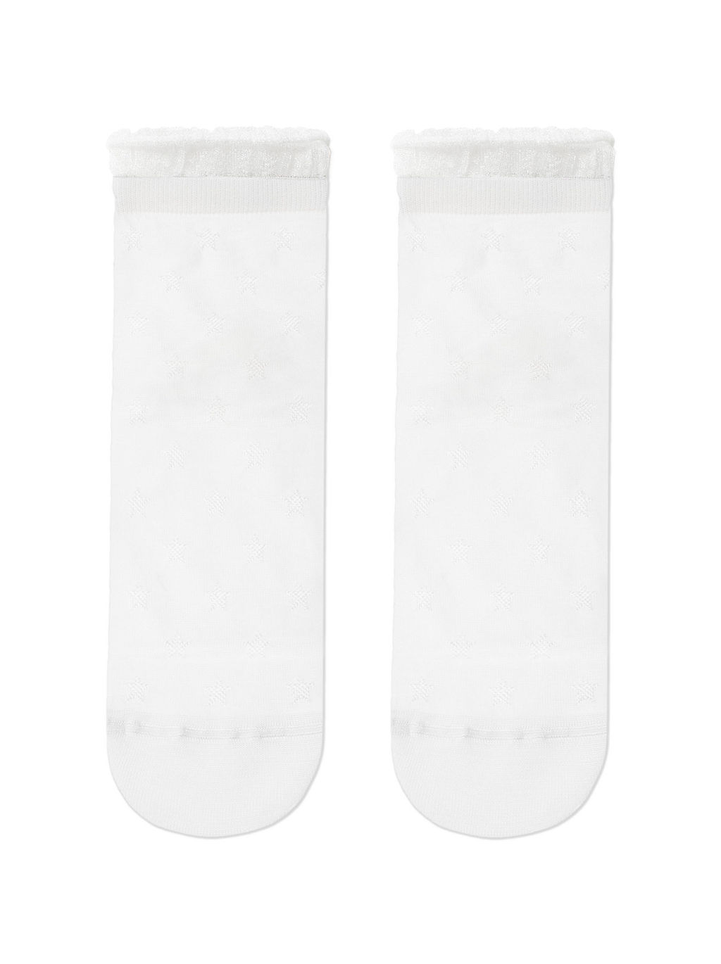 Цена за 2 пары. Носки Короткие CONTE Носки CLASSIC из вискозы с глянцевым рисунком и декоративной прозрачной сеткой белый - Conte elegant фото 2