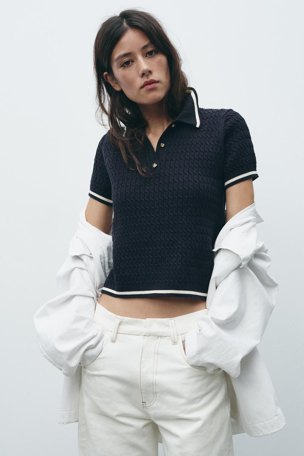 CABLE KNIT POLO SWEATER - Zara фото 2