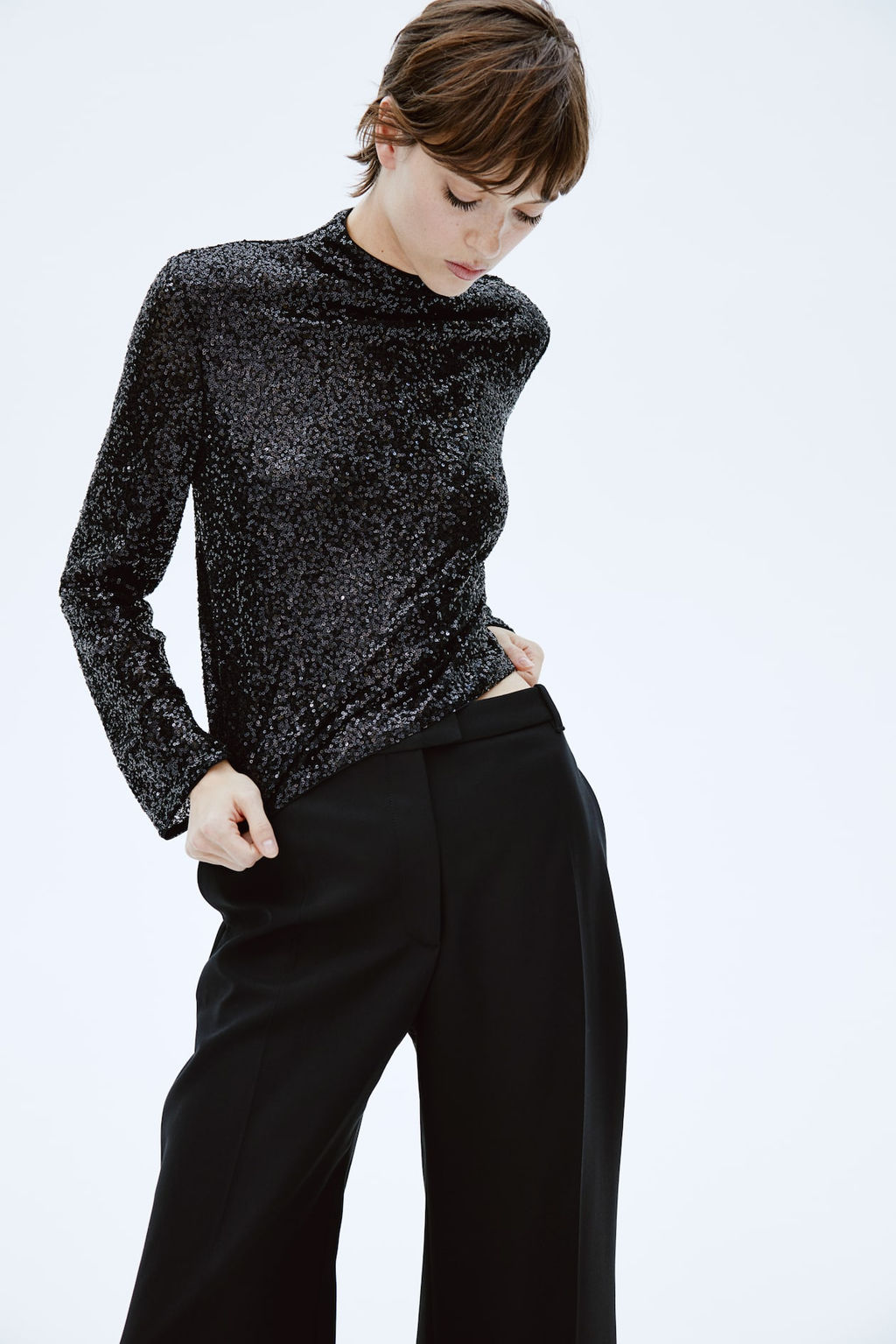 Sequined turtleneck top - H&m фото 4