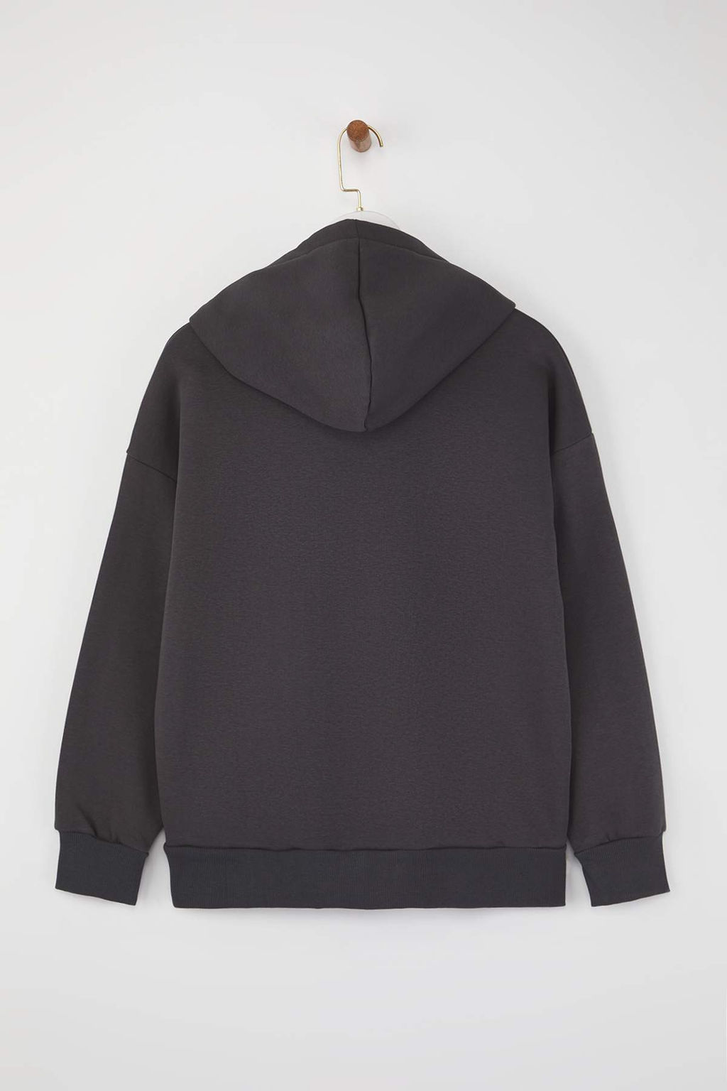 TRENDYOLMILLA Bej Oversize/Genis Kal?p Nak?sl? Kal?n Ici Polarl? Orme Sweatshirt TWOAW25SW00070 фото 11