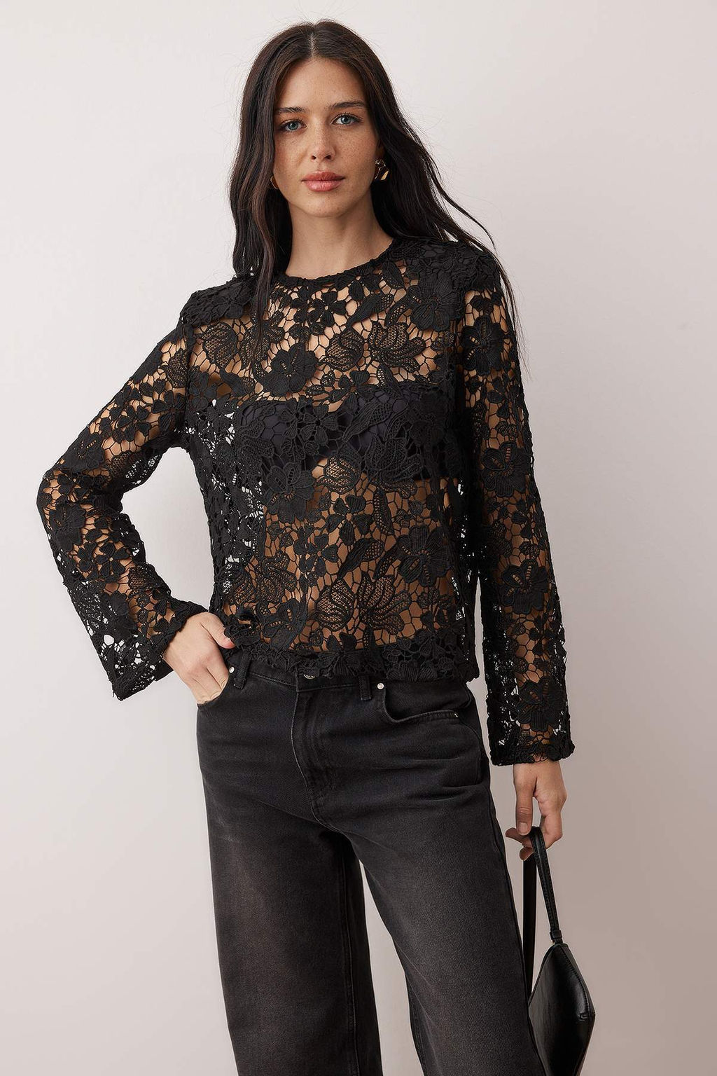 Siyah Vatka Detayl? Dokuma Gupur Bluz TWOAW26BZ00336