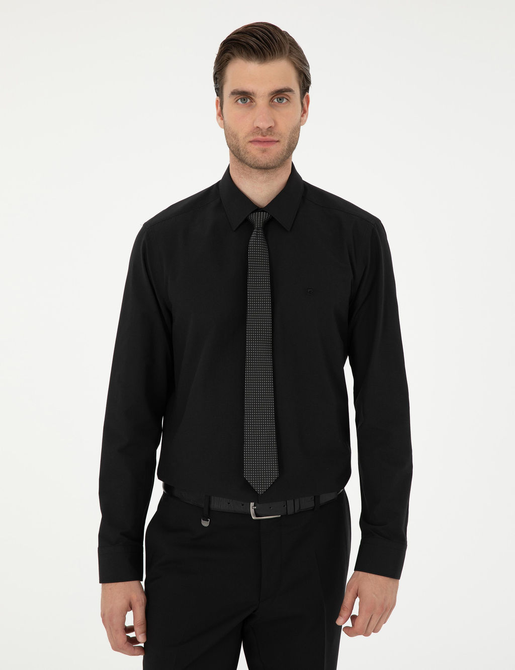 Siyah Slim Fit Uzun Kollu Basic G_mlek