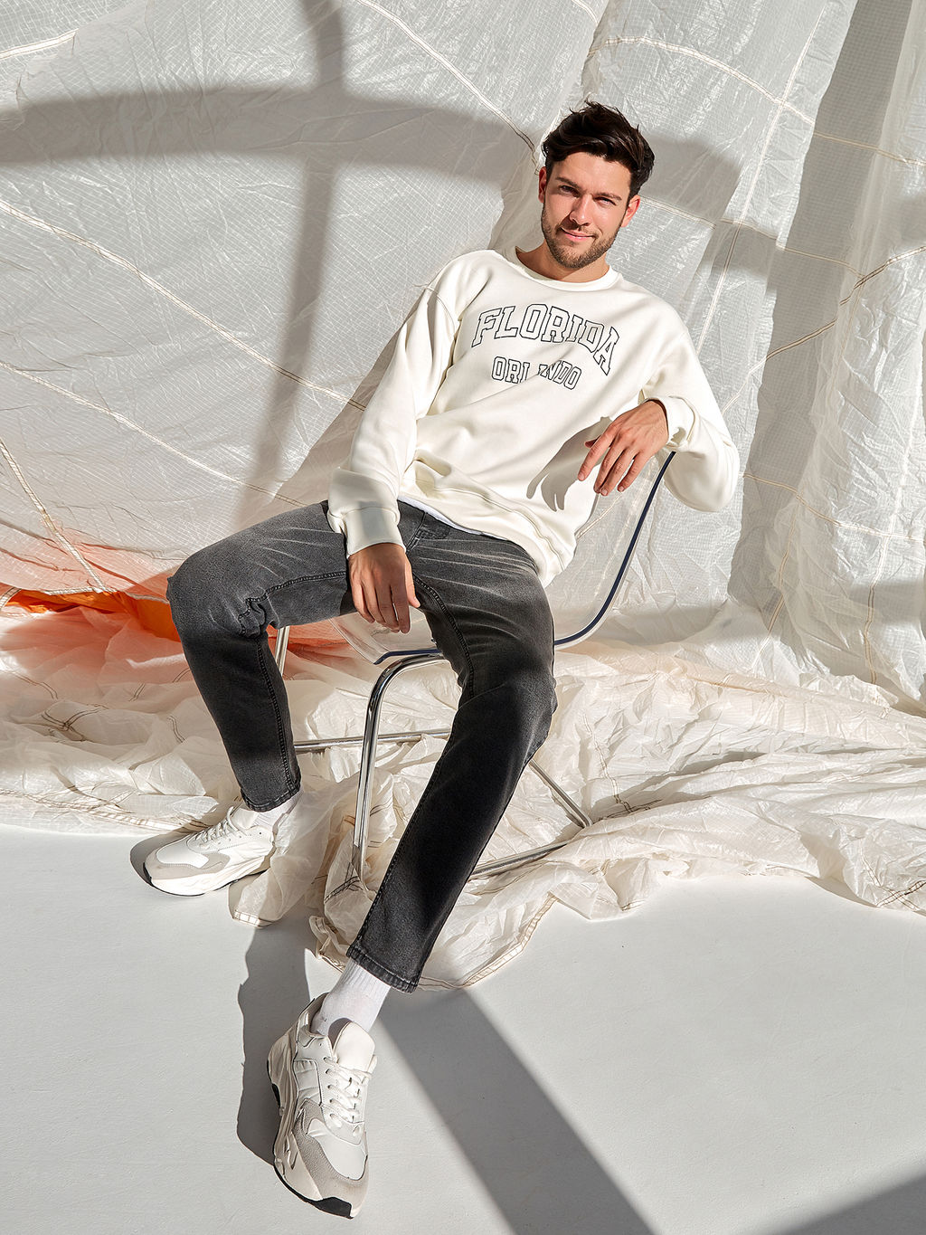 Свитшот молочного цвета с принтом FLORIDA молочный +печать 121813