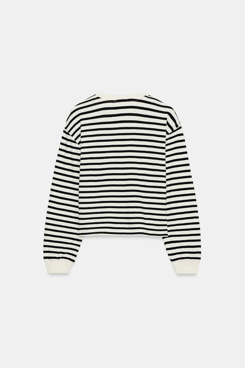 LONG SLEEVE STRIPED T-SHIRT - Zara фото 6