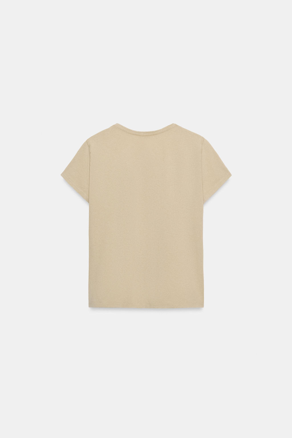 CAMISETA ALGOD?N MANGA CORTA / Beige claro