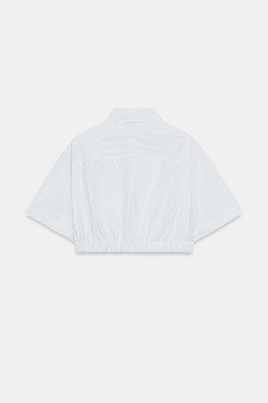 CAMISA CROP POPEL?N RAYAS / Azul / Blanco