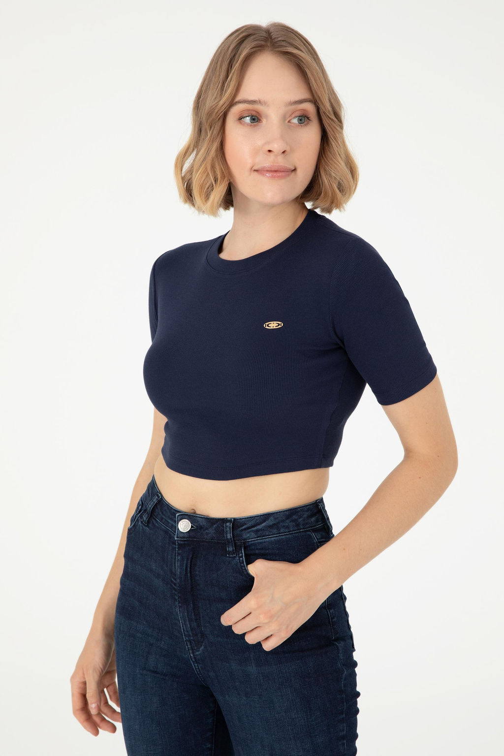 Женская темно-синяя футболка Неожиданная скидка в корзине - U.s. polo assn фото 3