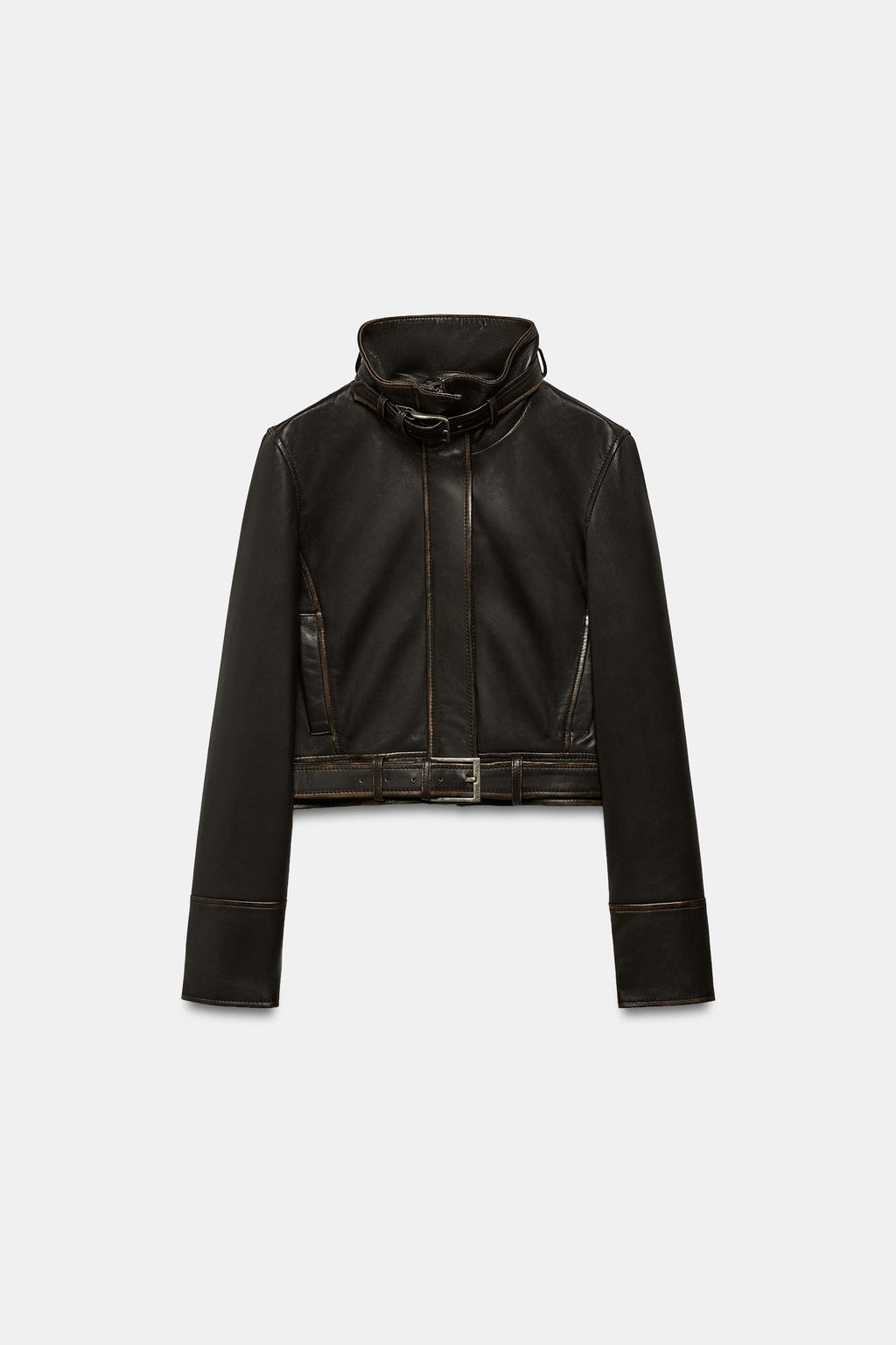 DISTRESSED 100% LEATHER JACKET - Zara фото 9