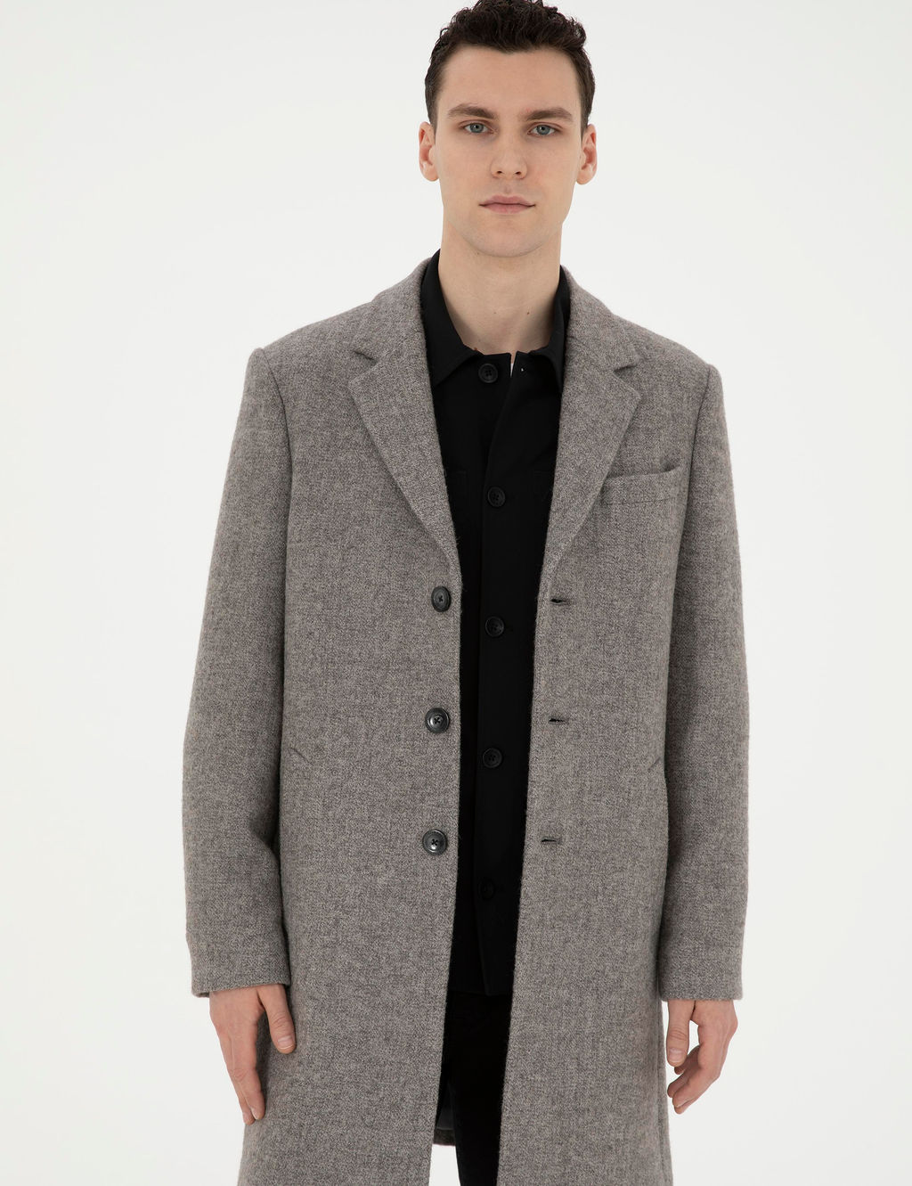 Gri Y_n Kar___ml_ Slim Fit Ka_e Kaban