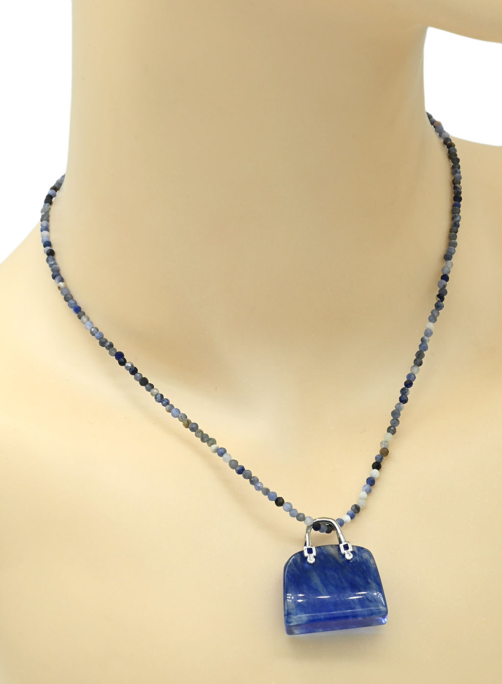 Оригинальная подвеска с халцедоном в форме сумочки 25*10*27мм синий