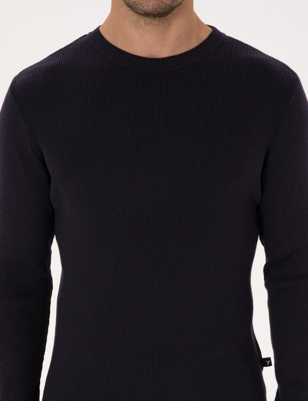 Lacivert Slim Fit Pamuk Kar___ml_ Bisiklet Yaka Selanik _rg_ Triko Kazak - Cacharel фото 6