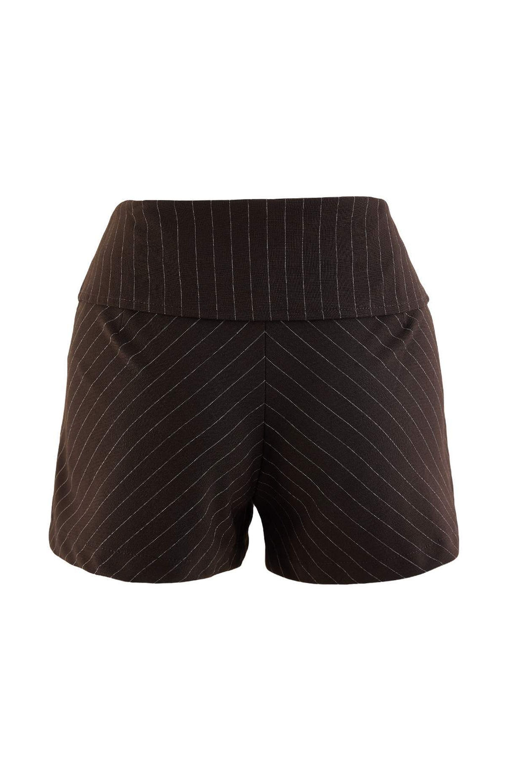 Kahverengi D__me ve Katlama Detayl_ _izgili D___k Bel Mini _ort & Bermuda TWOAW27SR00003