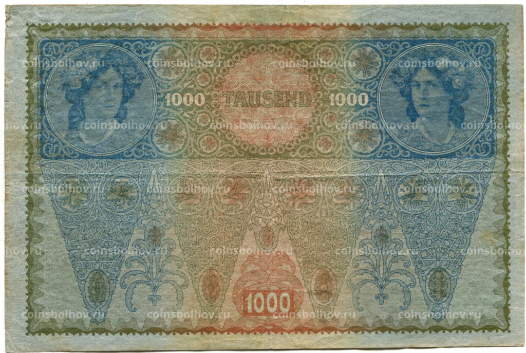 Банкнота 1000 крон 1902 года Австрия  надпечатка