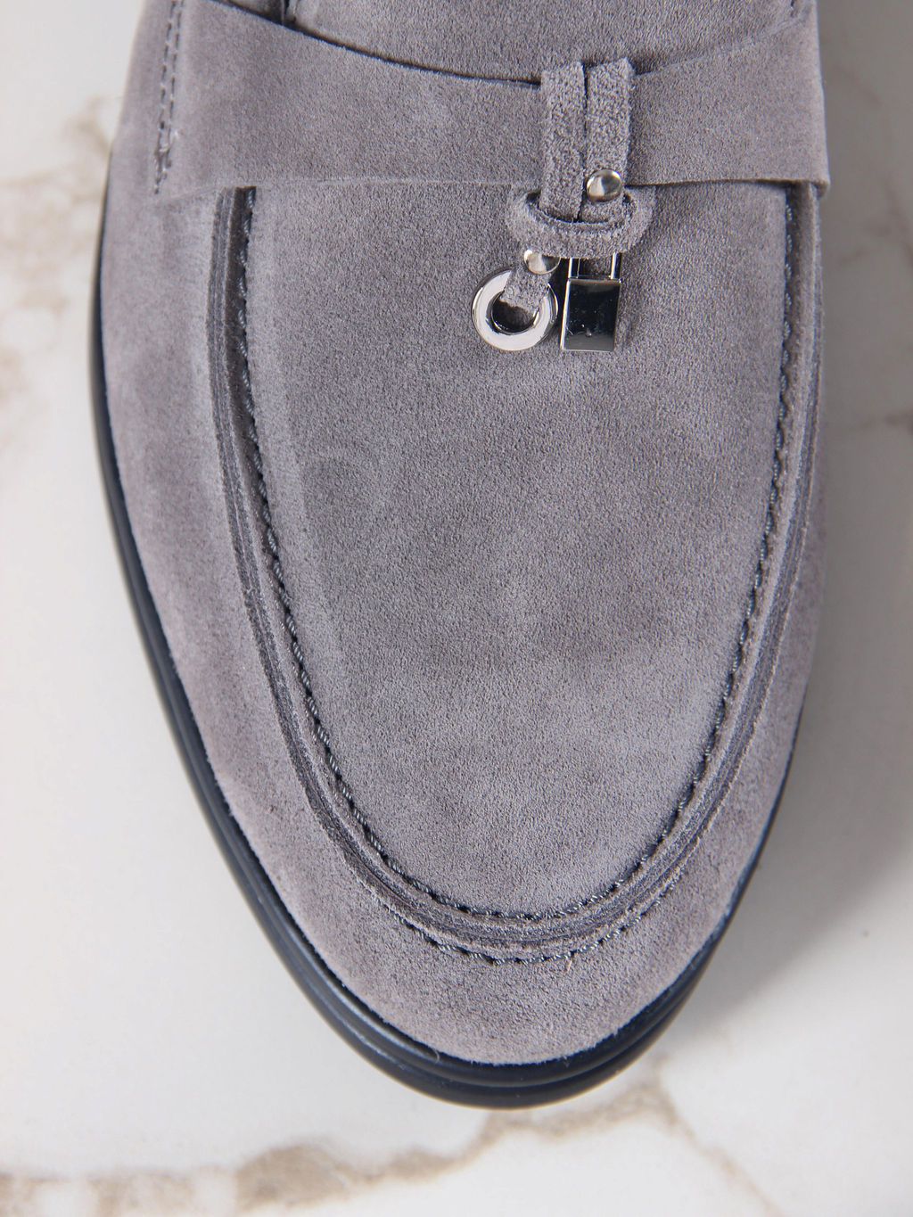 Лоферы туфли 170.2614bl. Серый замок замша