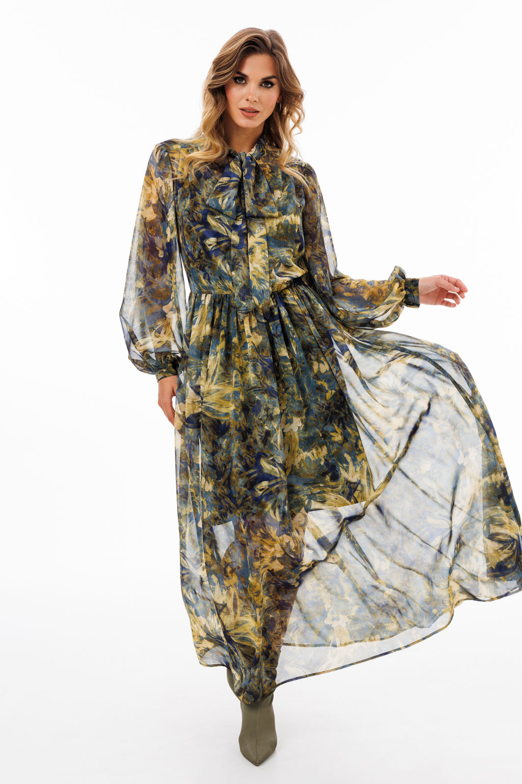 Платье Eola 2900 из шифона с принтом X-образного силуэта