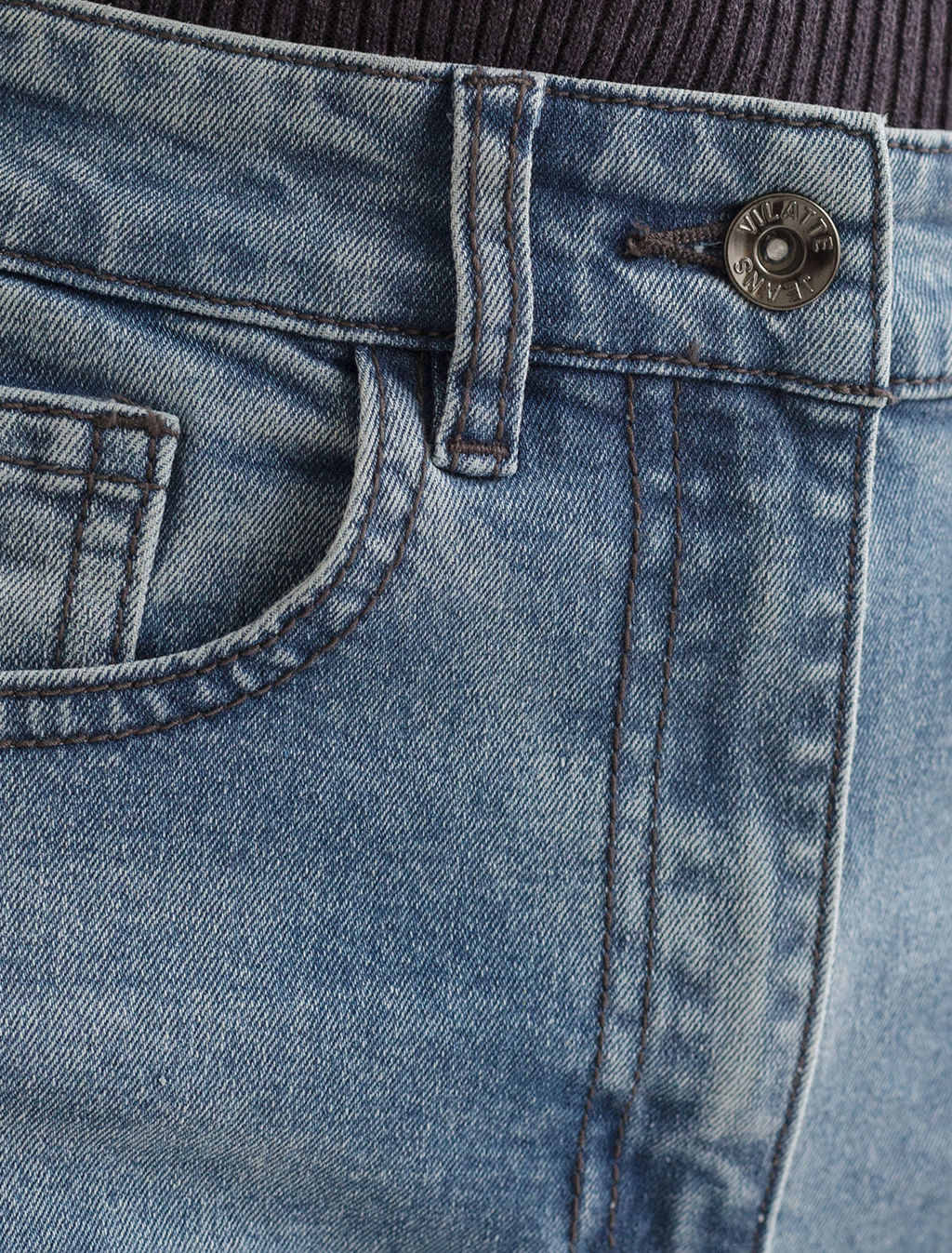 Джинсы трубы прямые с декоративной стиркой из эластичного денима - Vilatte фото 3