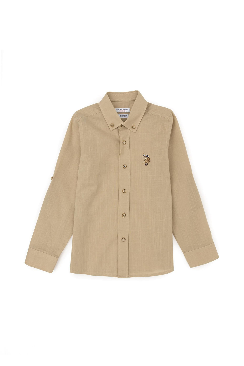 Рубашка U.s. Polo Assn для мальчика светло-хаки хлопок  фото 2