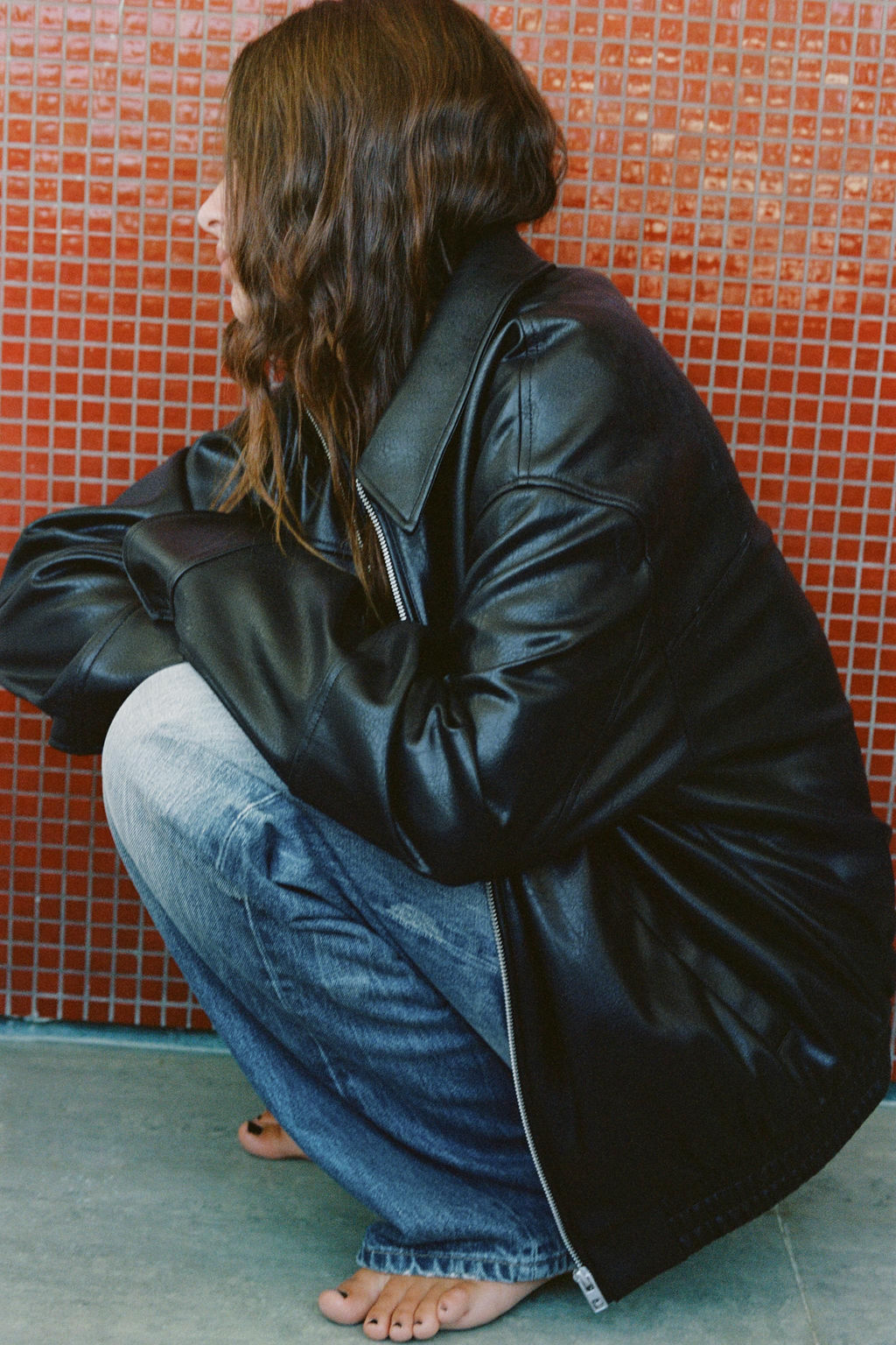 LEATHER EFFECT BOMBER JACKET