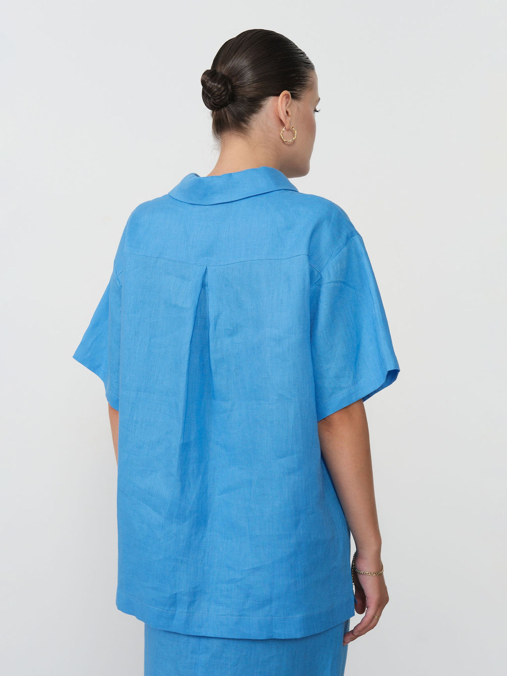 Рубашка льняная 801281 аквамарин
