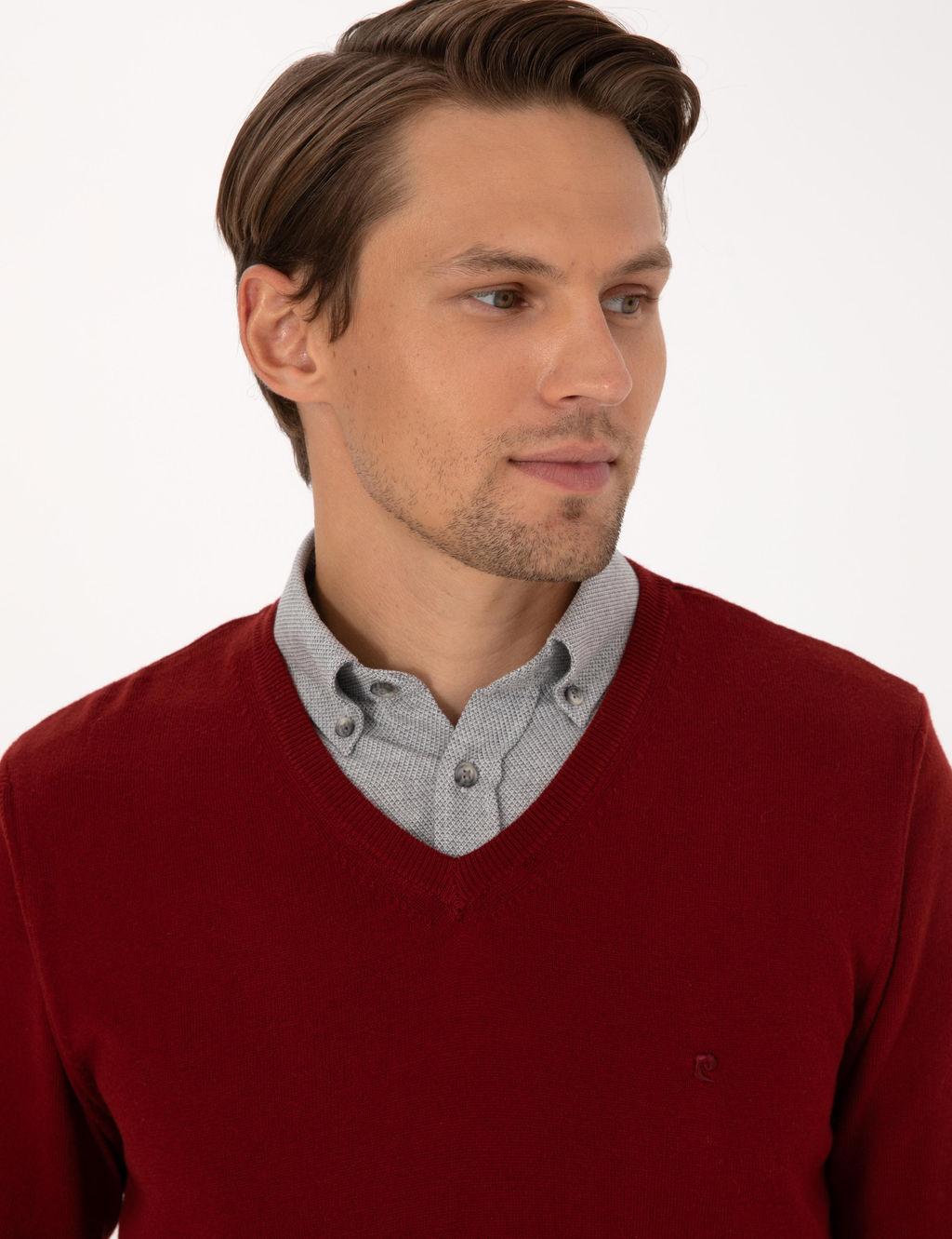 Kiremit Slim Fit V Yaka Basic Triko Kazak - Pierre cardin фото 2