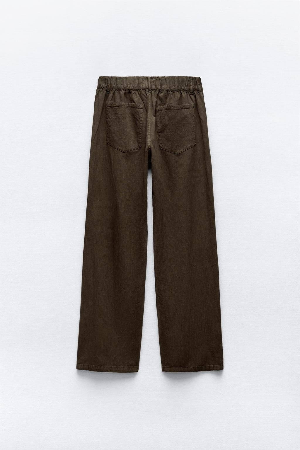 FLOWING DENIM-EFFECT TROUSERS - Zara фото 6