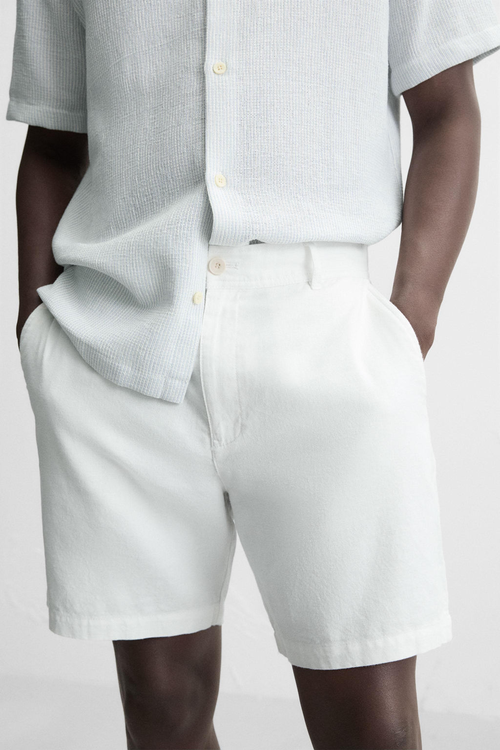 COTTON/LINEN BERMUDA SHORTS - Zara фото 5