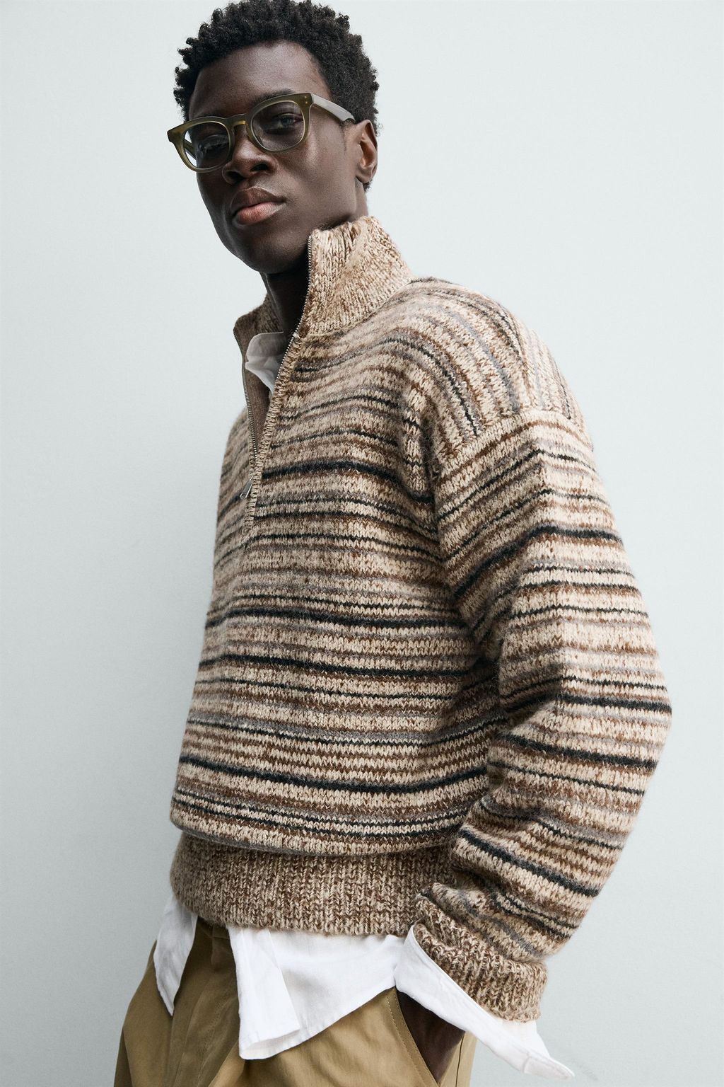 QUARTER-ZIP TWISTED YARN JUMPER - Zara фото 12