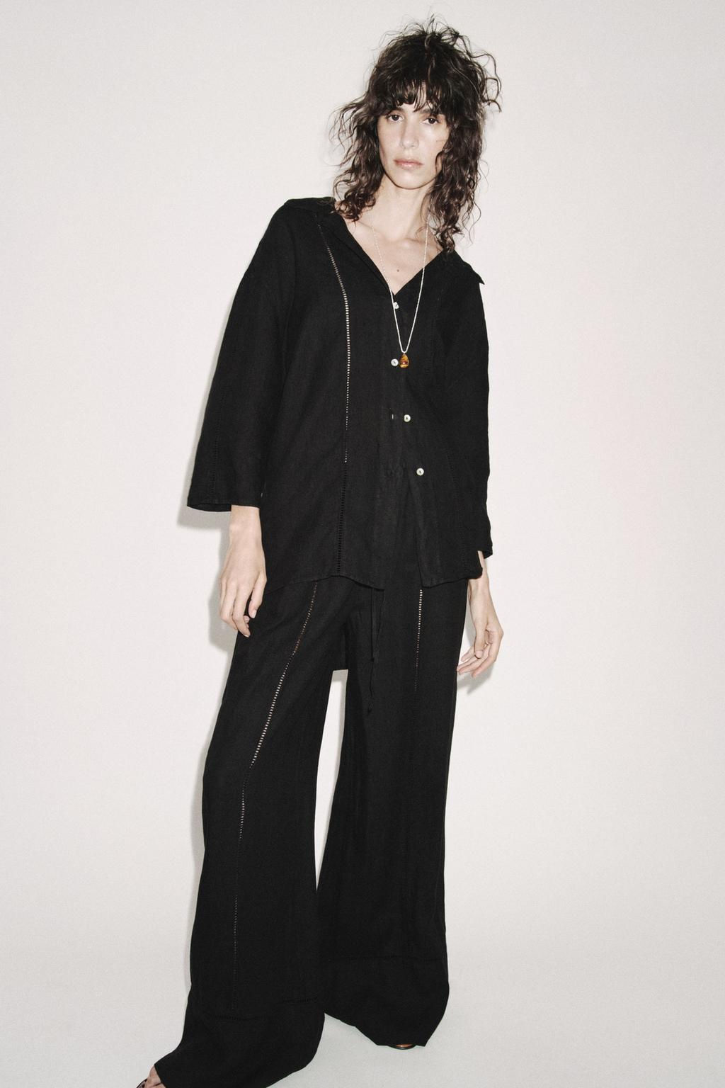 ZW COLLECTION 100% LINEN PALAZZO TROUSERS - Zara фото 2