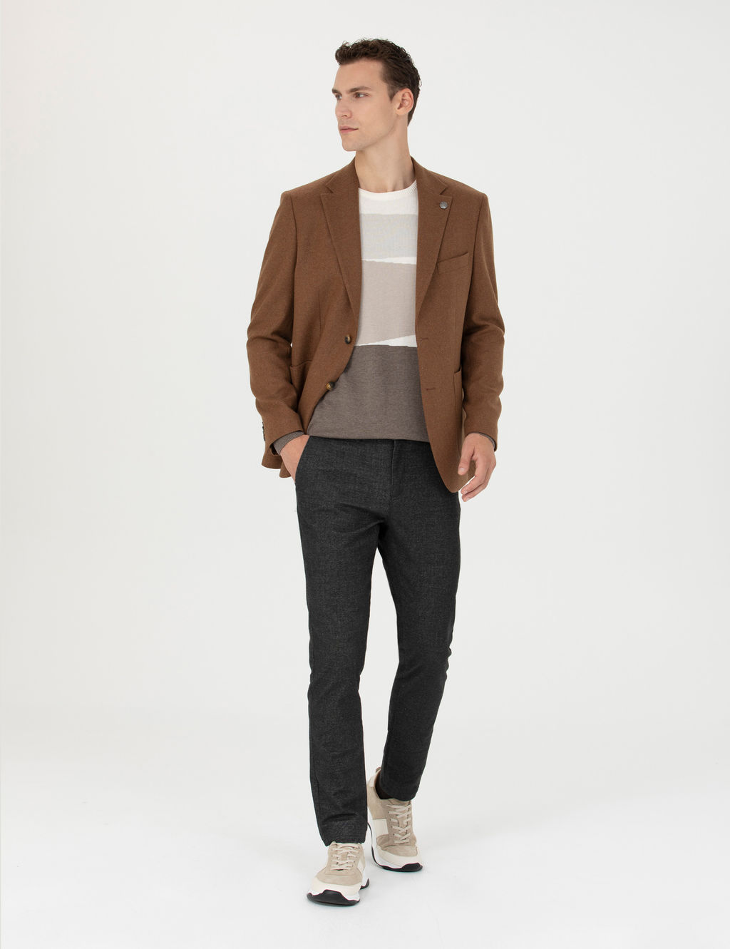 Kiremit Slim Fit Y_n Kar___ml_ Ceket