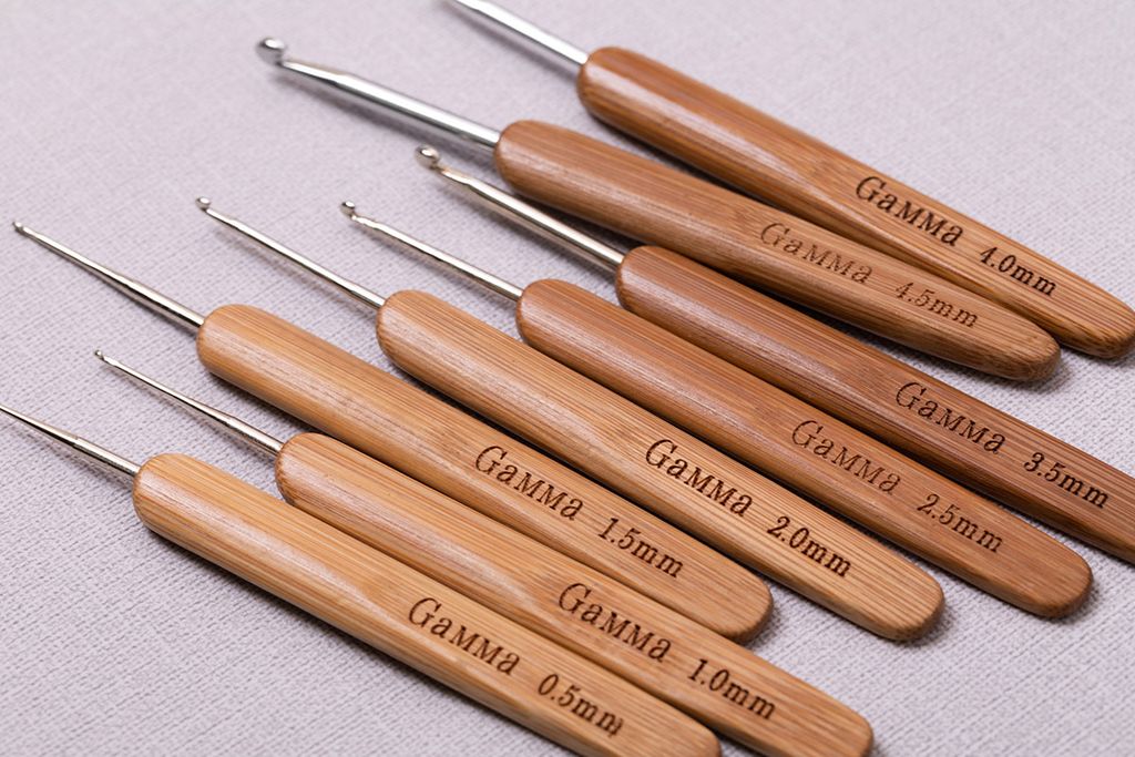 Для вязания Gamma RHB крючок с бамбуковой ручкой бамбук алюминий d 3.5 мм 13.5 см в блистере  фото 8