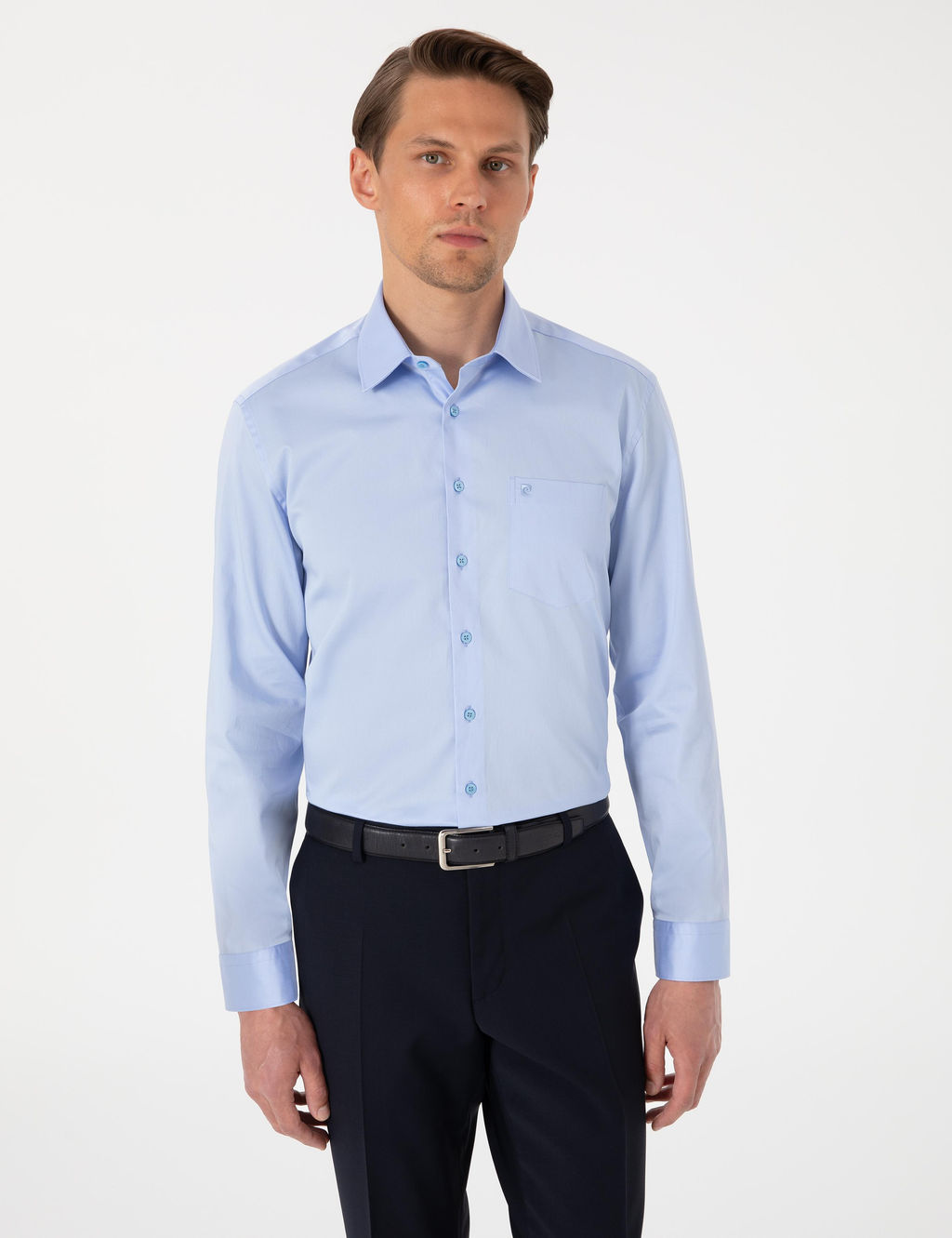 Koyu Mavi Regular Fit Uzun Kollu Basic G_mlek