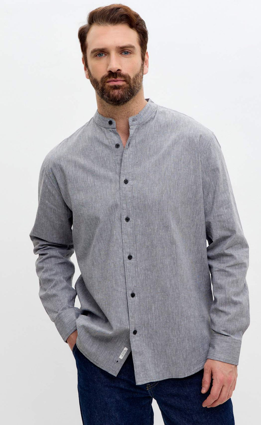 Рубашка д/р лен F511-0480 green-grey - Fine joyce фото 2