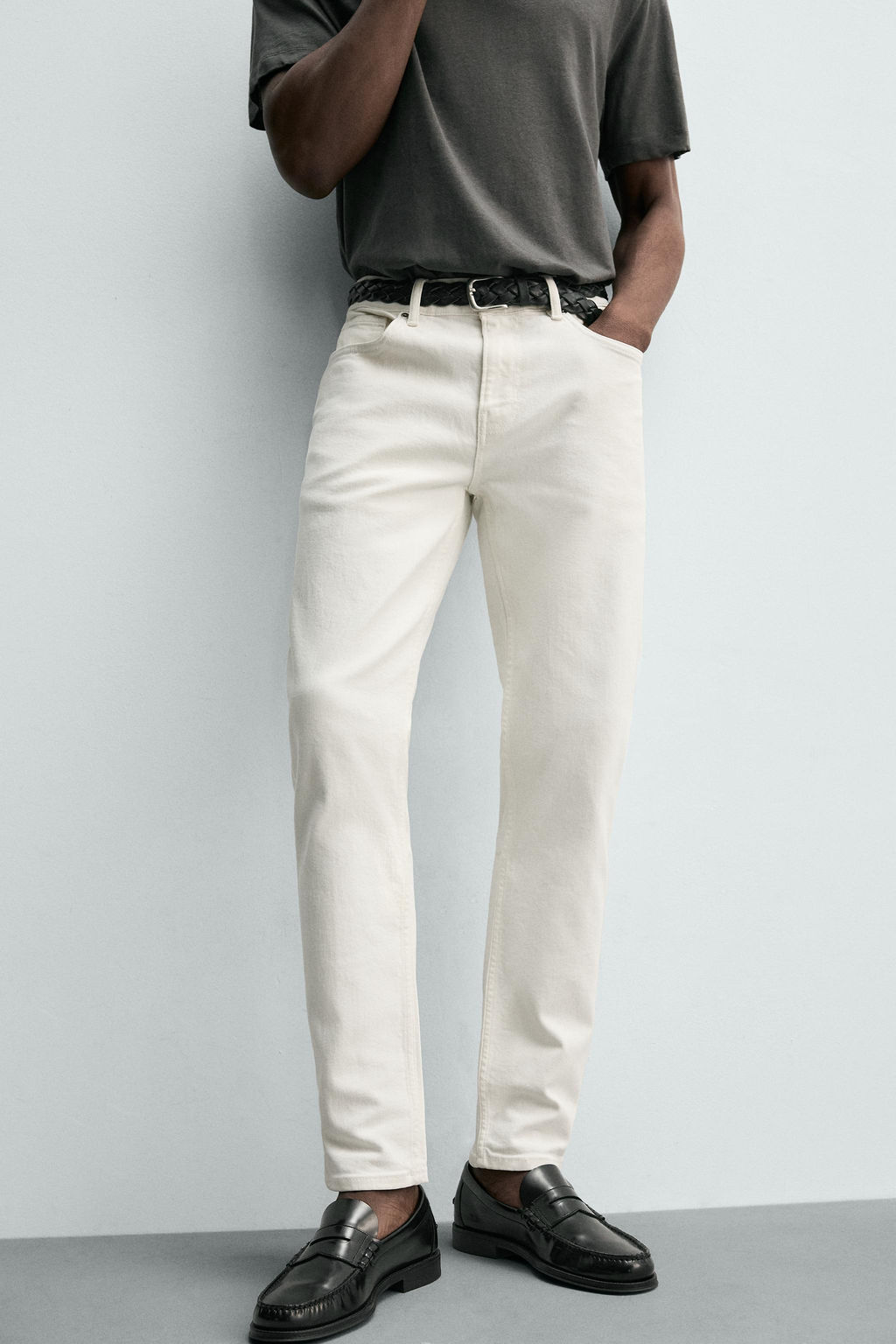 JEANS SLIM FIT B?SICO / Blanco roto - Zara фото 5