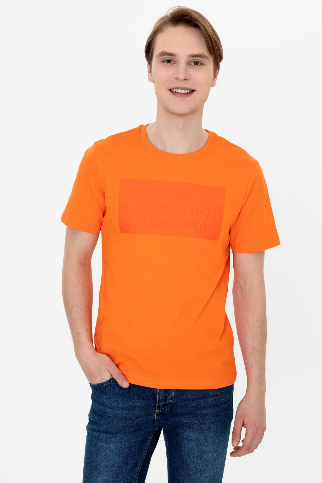 Erkek Turuncu Bisiklet Yaka Ti__rt