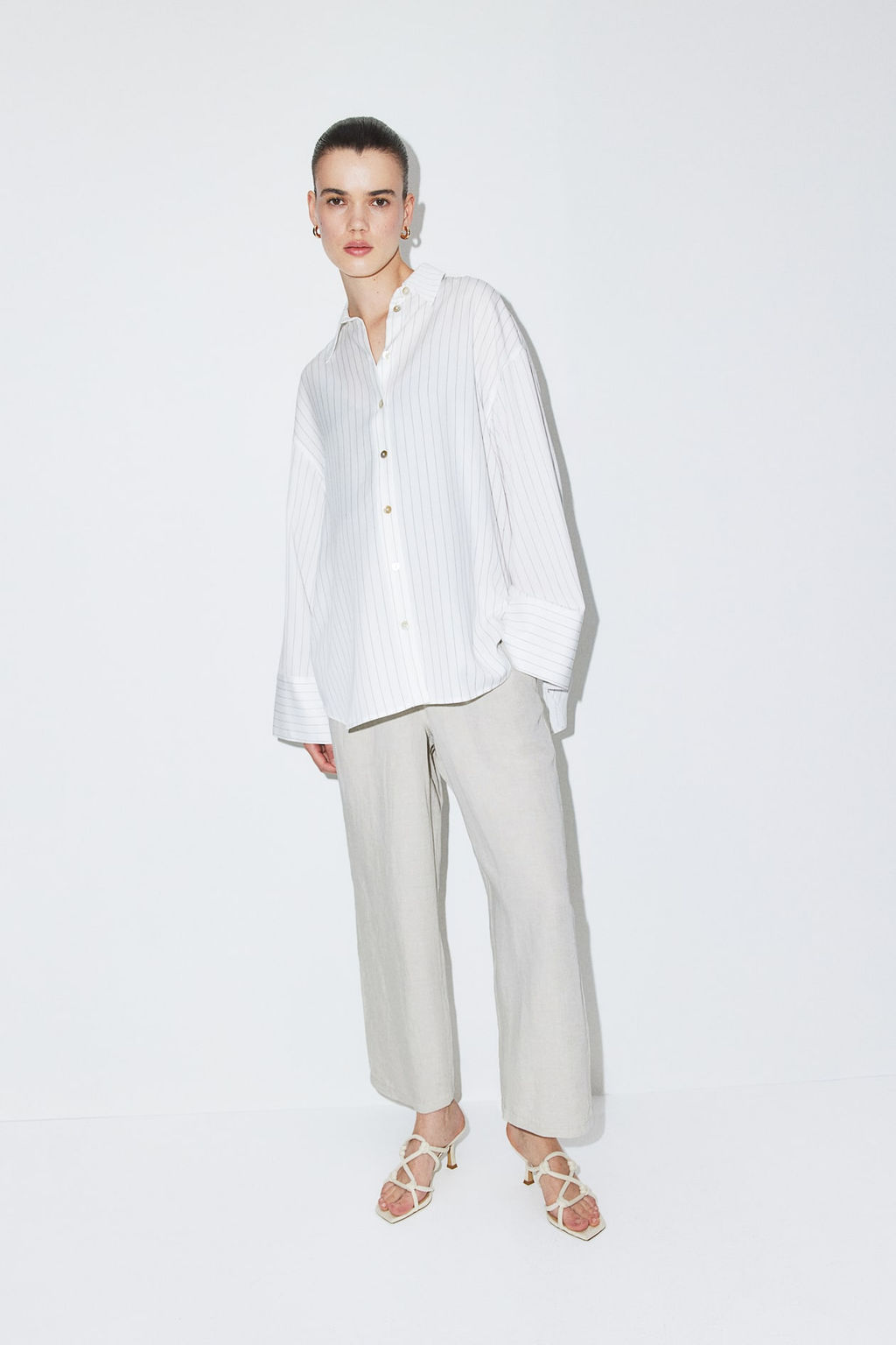 MAMA Pantalon en mezcla de lino Before & After - H&m фото 2