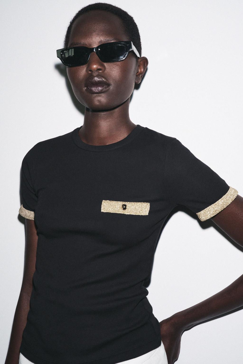 METALLIC THREAD T-SHIRT - Zara фото 8
