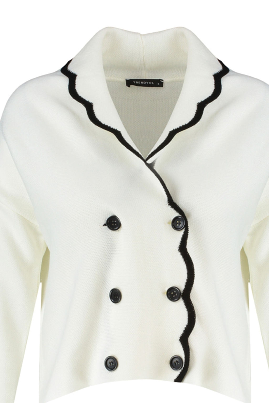 TRENDYOLMILLA Limited Edition Ekru Kruvaze Yaka Renk Bloklu Triko H?rka TWOAW22HI0359  фото 7