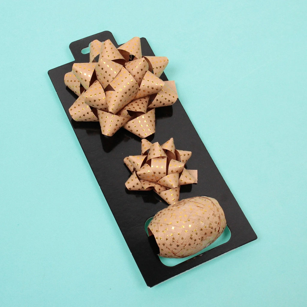 Цена за 2 шт. Набор для декорирования "Звездное небо" бант 1,7см, бант 1 см, лента 5мм (10м), Золото