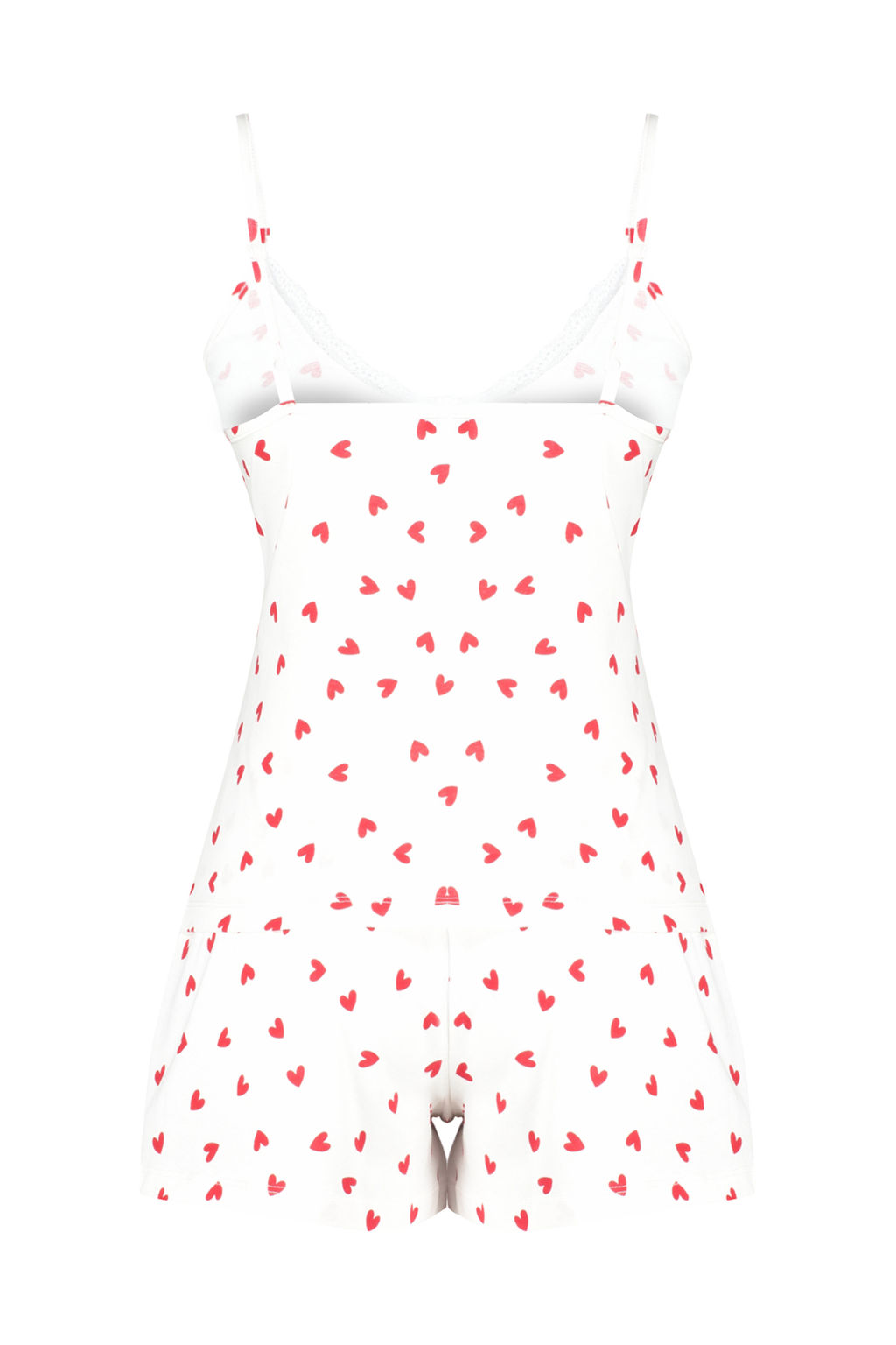 Trendyolmilla Beyaz %100 Pamuklu Kalpli Dantelli Ip Ask?l? Sortlu Orme Pijama Tak?m? THMSS24PT00106  фото 16