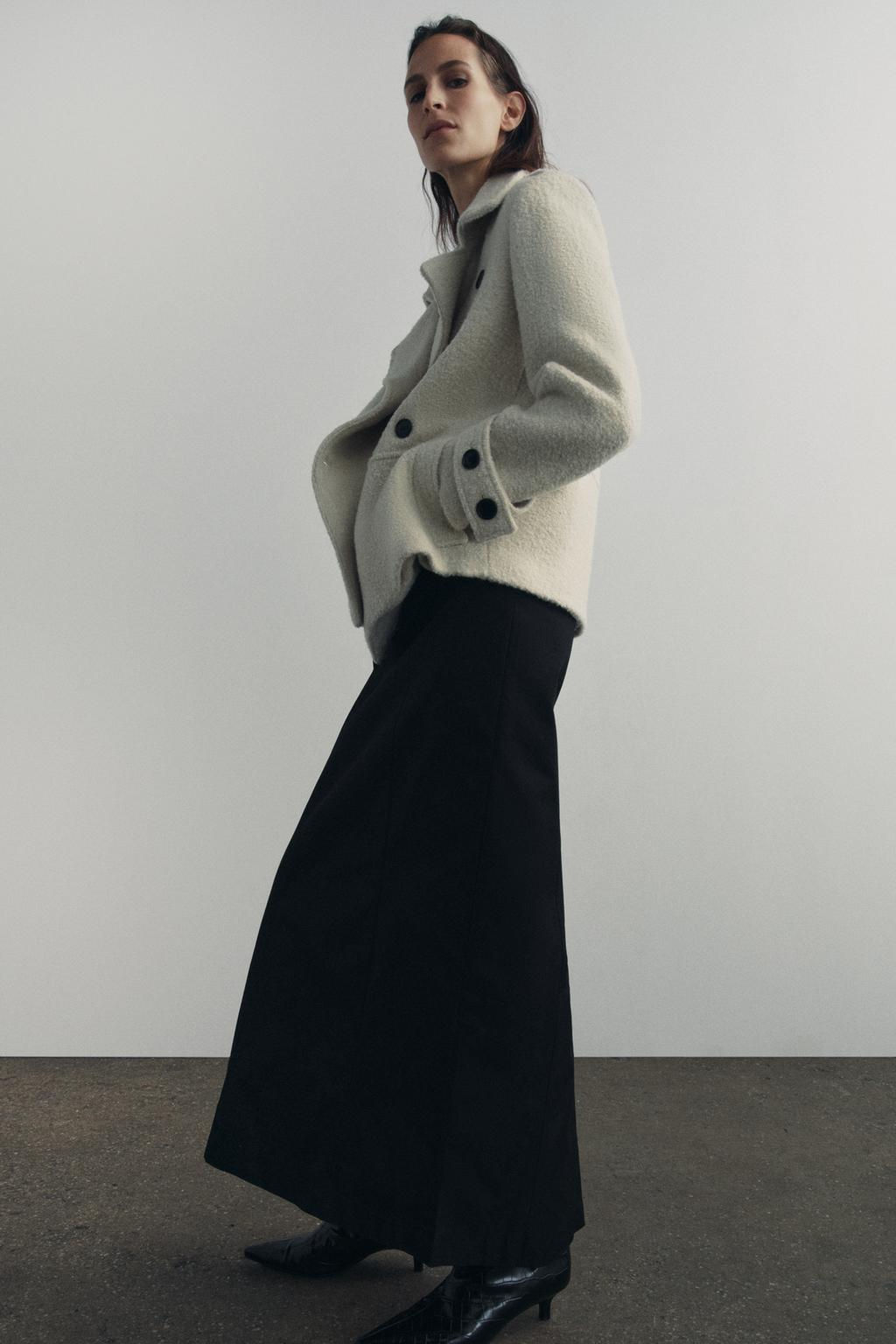 ZW COLLECTION BOUCLE WOOL COAT - Zara фото 4