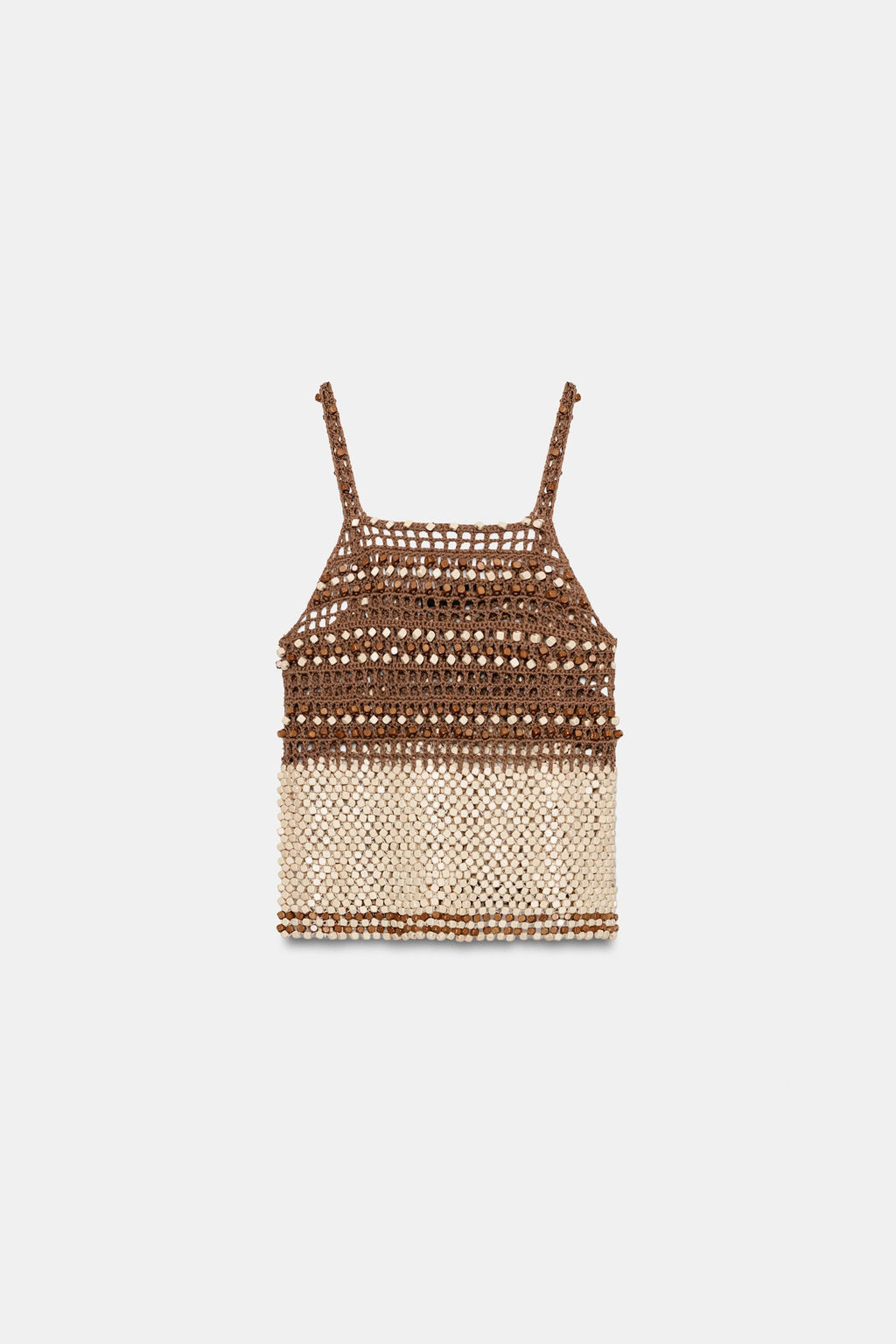 TOP PUNTO CROCHET ABALORIOS / Beige