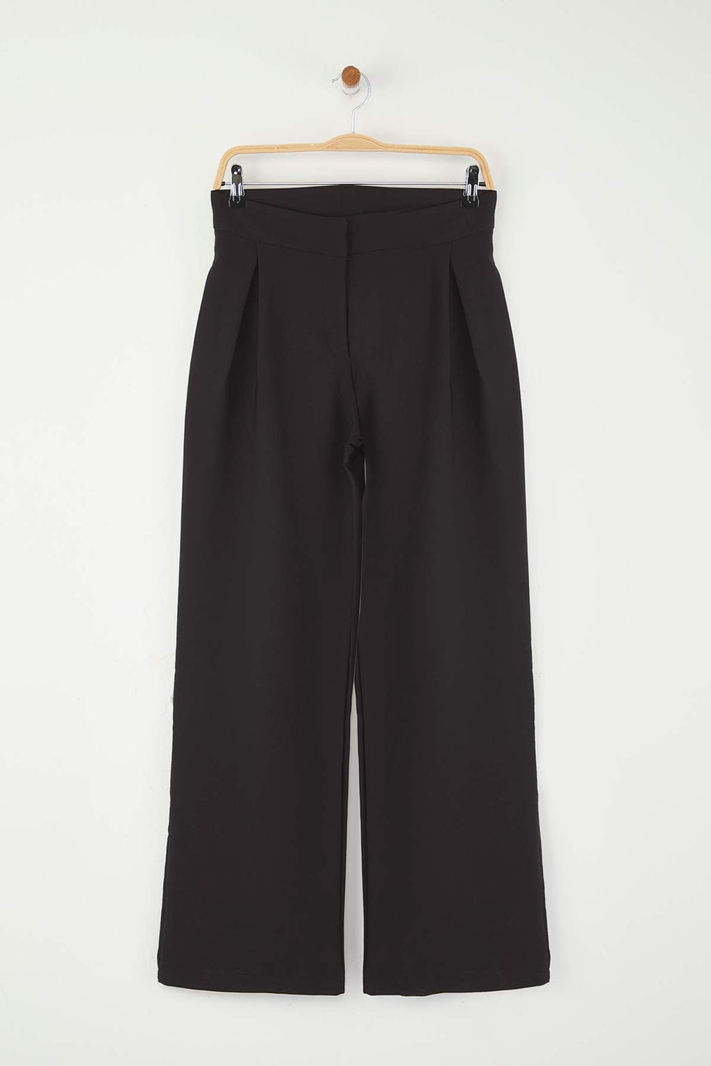 Trendyolmilla Siyah Derin Pilili Wide Leg/Genis Paca Pantolon TWOSS25PL00116  фото 7