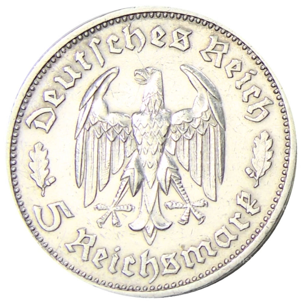 5 рейхсмарок 1934 года F Германия 175 лет со дня рождения Фридриха Шиллера