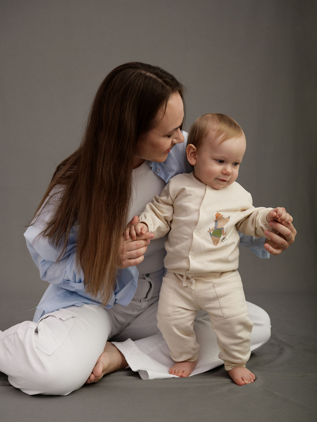 Кофта утепленная комплект 2шт., беж/бирюза - Lesi kids фото 3