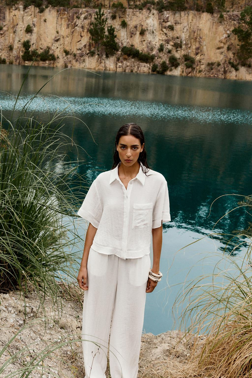 RUSTIC WIDE-LEG TROUSERS - Zara фото 4