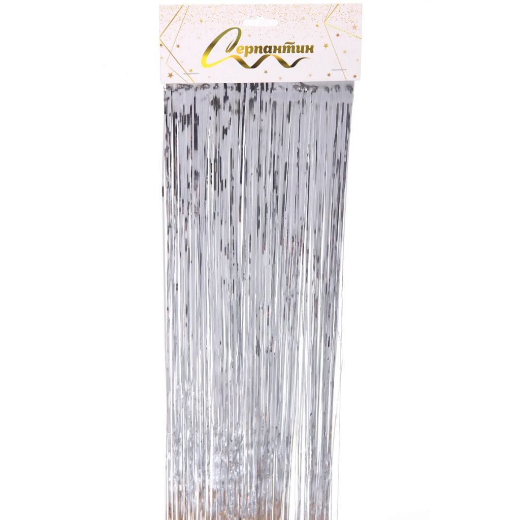 Цена за 10 шт. Дождик 2 м "Глянцевый стиль", серебро