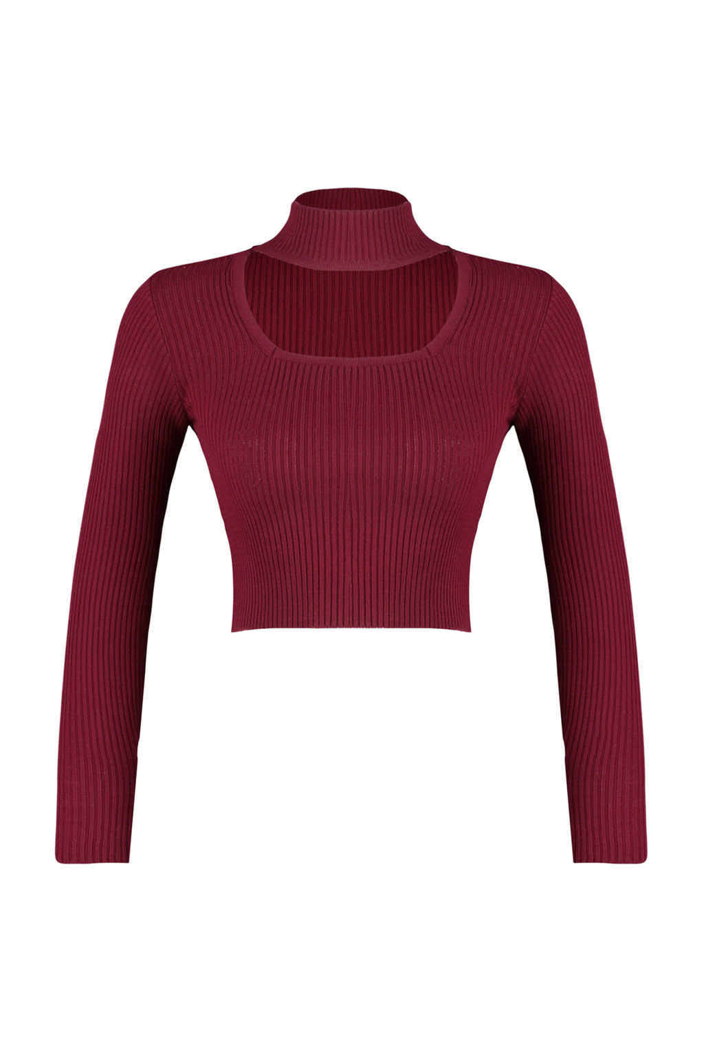 Bordo Crop Dik Yaka Triko Kazak TWOAW24KZ01206 - Trendyolmilla фото 7