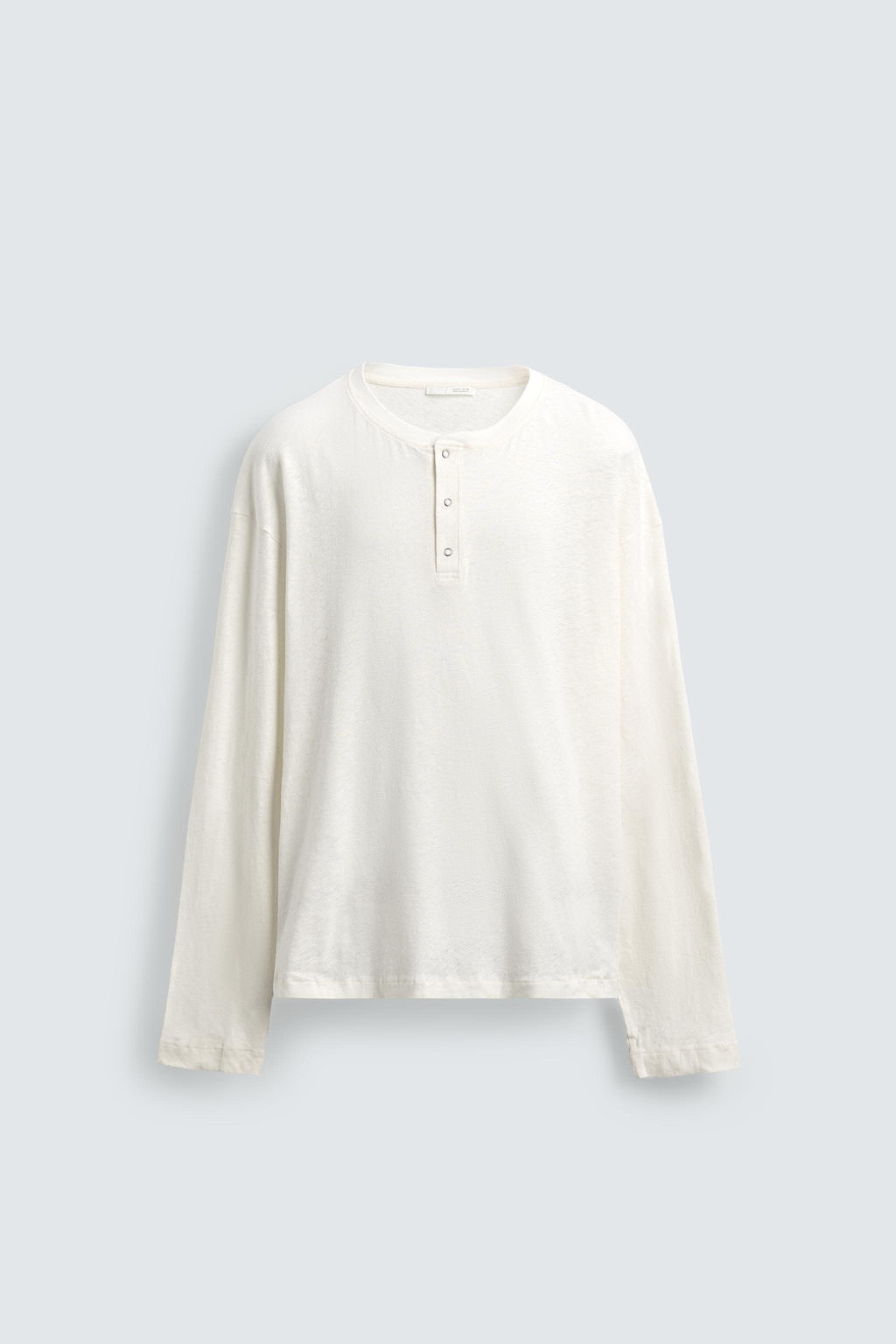 CAMISETA CUELLO PANADERO ALGOD?N - LINO / Blanco roto - Zara фото 7
